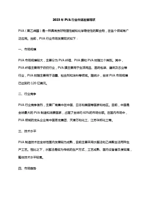 2023年PVA行业市场发展现状