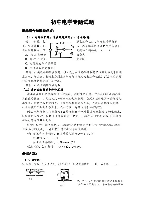 初中物理电学专题练习题