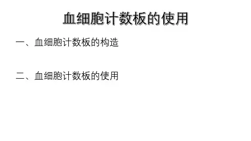 血细胞计数板的使用
