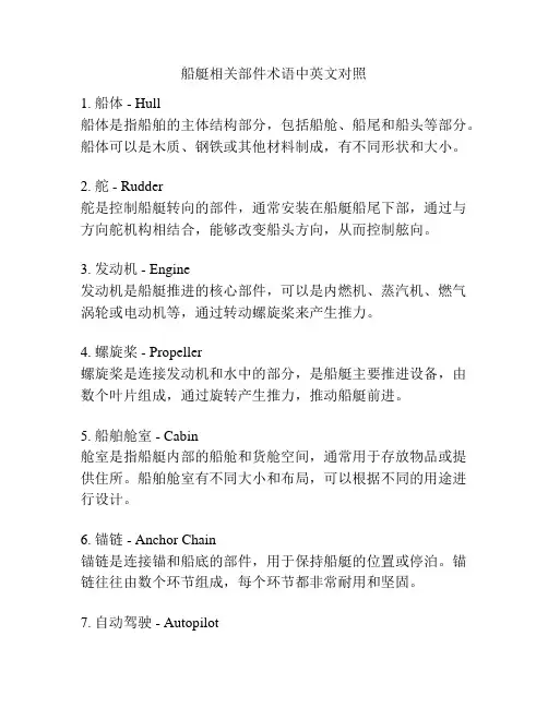 船艇相关部件术语中英文对照