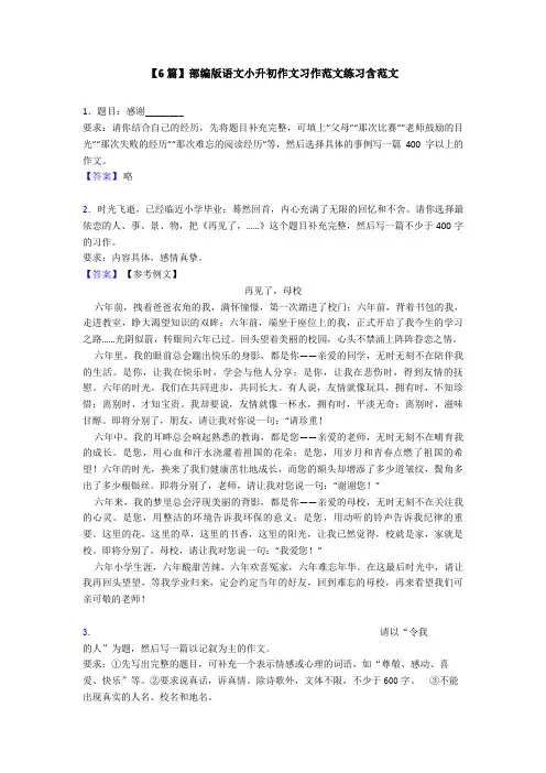 【6篇】部编版语文小升初作文习作范文练习含范文