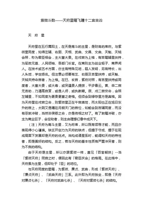 紫微斗数——天府星曜飞躔十二宫吉凶