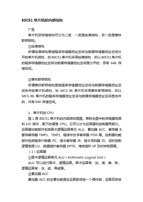 80C51单片机的内部结构