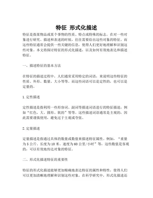 特征 形式化描述
