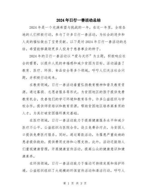 2024年日行一善活动总结