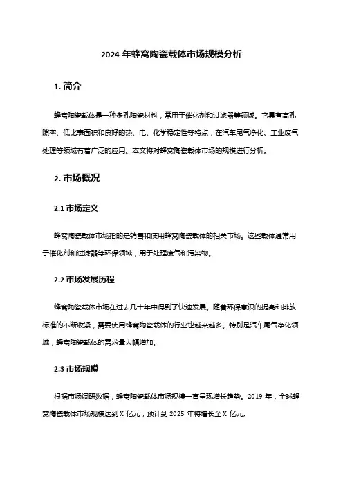 2024年蜂窝陶瓷载体市场规模分析