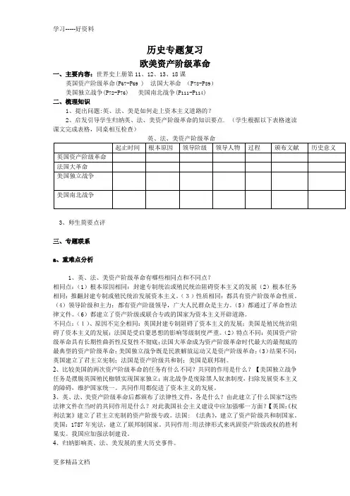 欧美资产阶级革命专题复习汇编