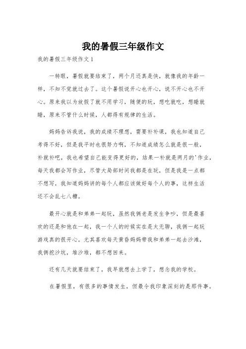 我的暑假三年级作文