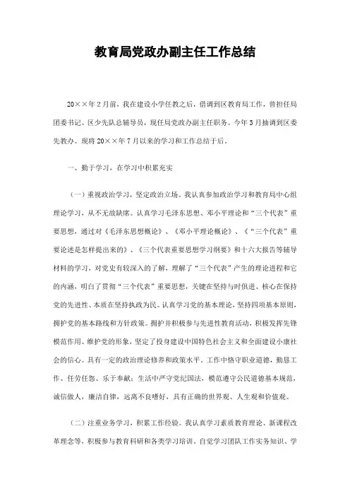 教育局党政办副主任工作总结精选