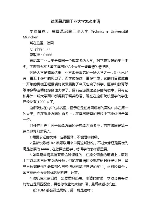 德国慕尼黑工业大学怎么申请