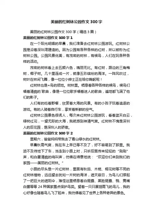 美丽的红树林公园作文300字（精选3篇）
