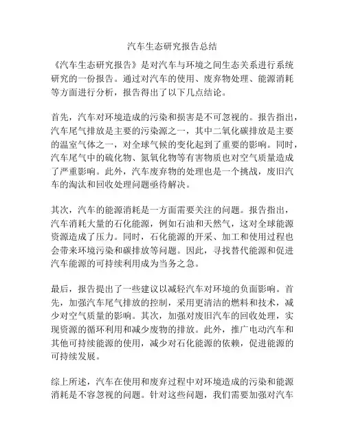 汽车生态研究报告总结