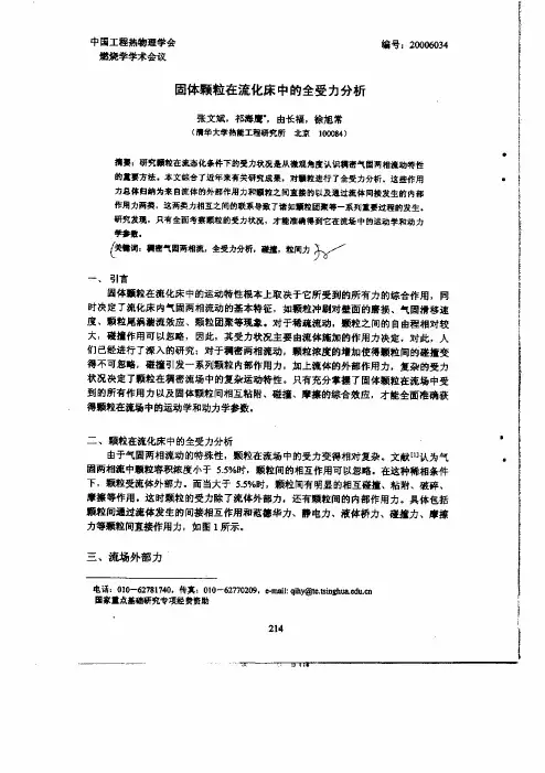 固体颗粒在流化床中的全受力分析