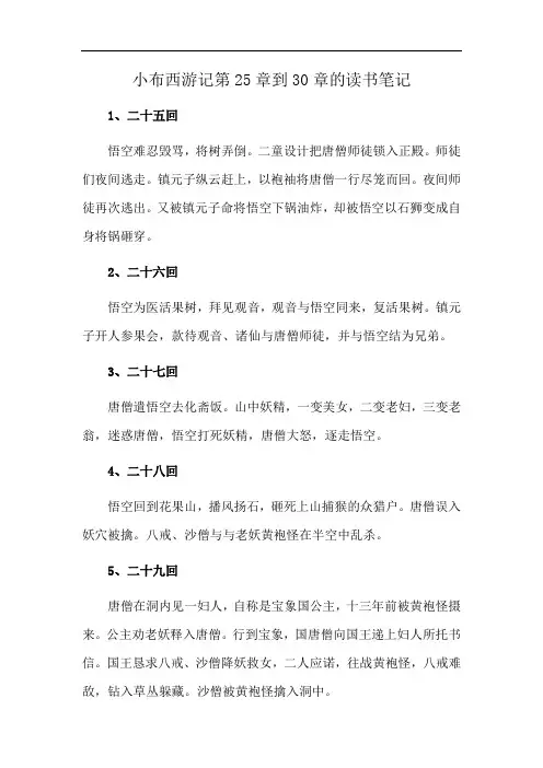 小布西游记第25章到30章的读书笔记