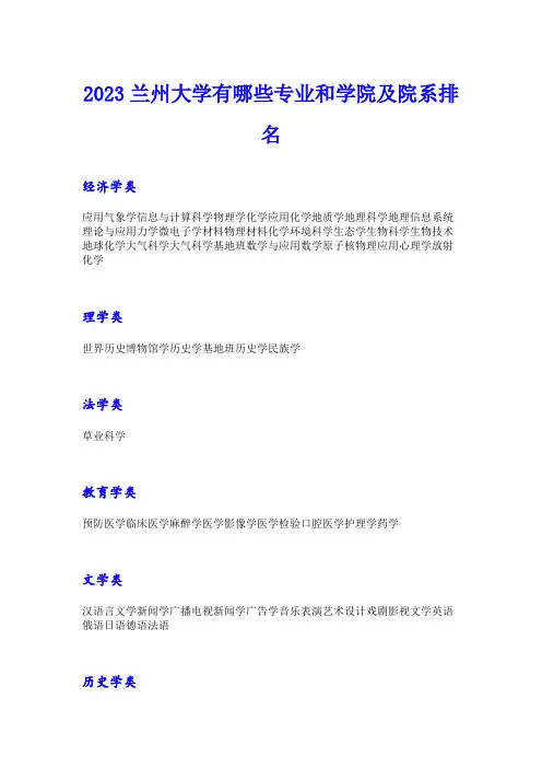 2023兰州大学有哪些专业和学院及院系排名