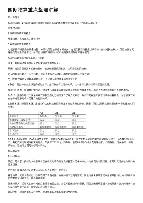 国际结算重点整理讲解