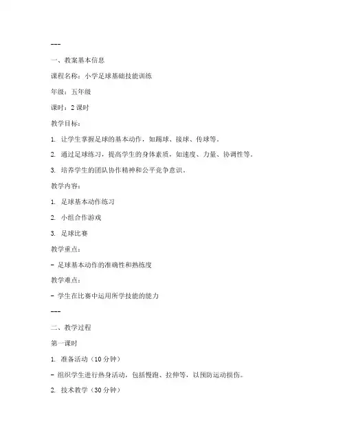 足球中小学教案模板