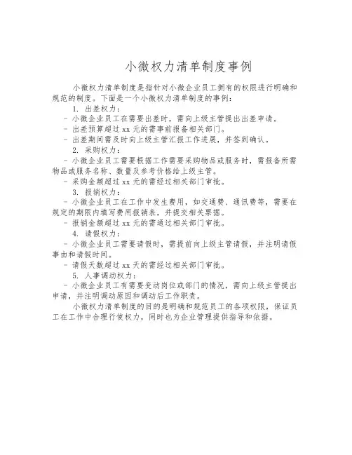 小微权力清单制度事例