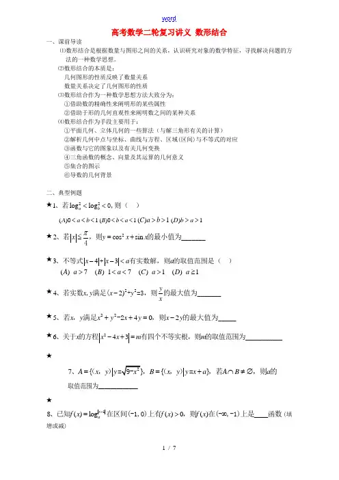 高考数学二轮复习讲义 数形结合