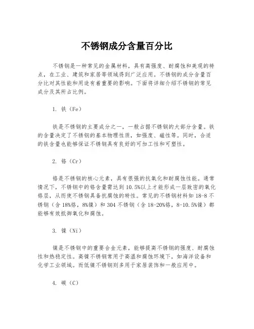 不锈钢成分含量百分比