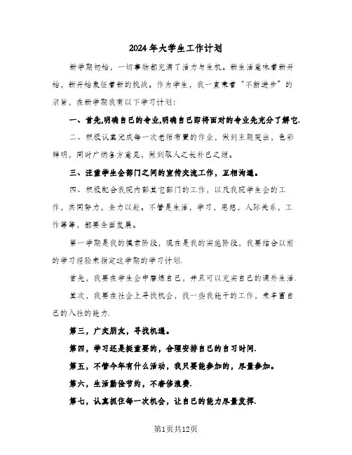 2024年大学生工作计划(4篇)