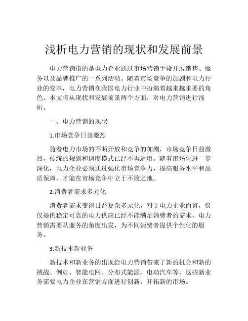 浅析电力营销的现状和发展前景