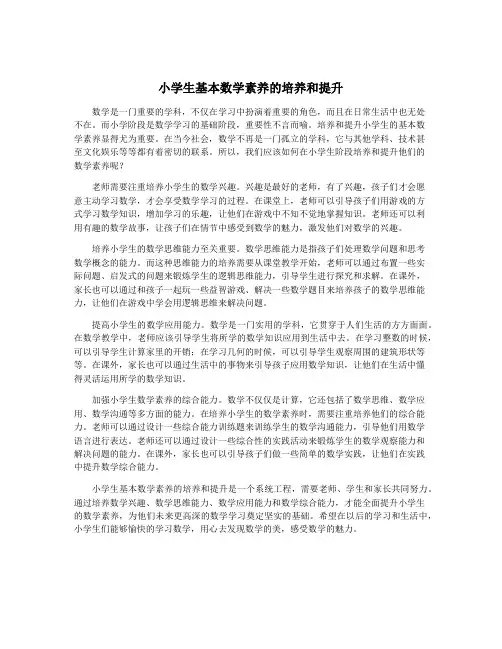 小学生基本数学素养的培养和提升
