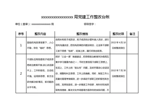 党建工作----问题整改台账  - 副本
