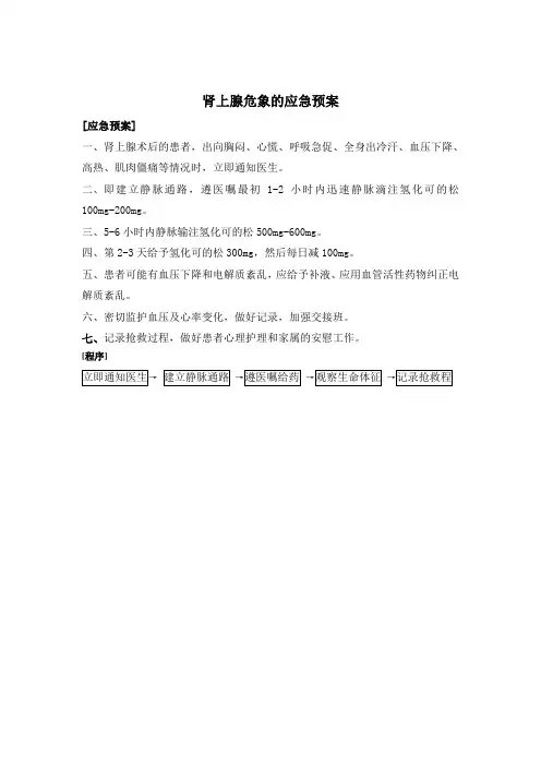 肾上腺危象的应急预案