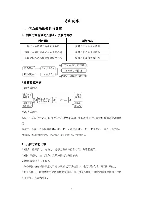 2023高考物理专题冲刺训练--功和功率的计算