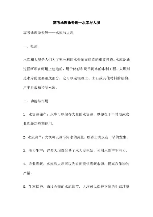 高考地理微专题 水库与大坝