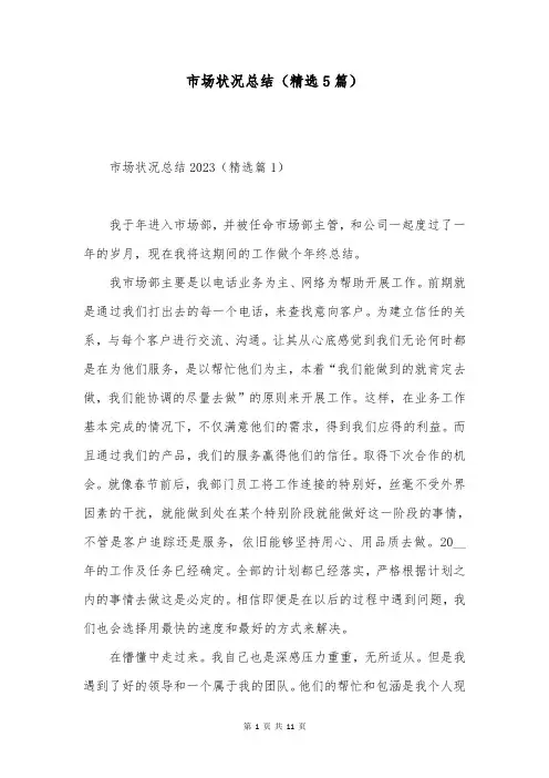 市场状况总结(精选5篇)