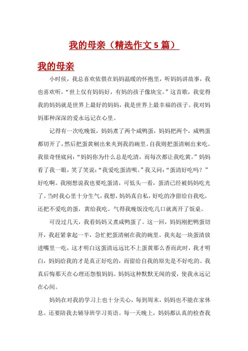 我的母亲(精选作文5篇)
