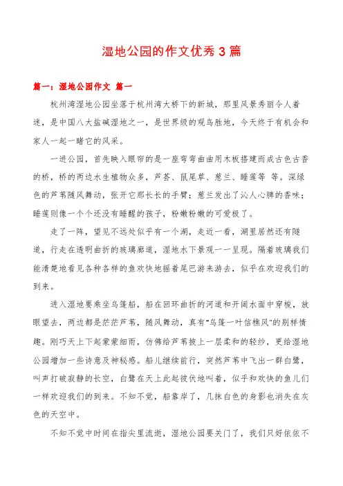 湿地公园的作文优秀3篇
