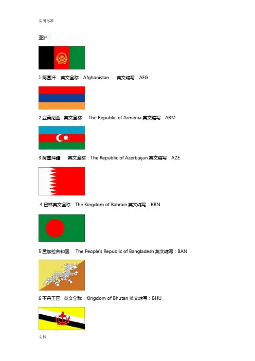 世界各国国旗图片,英文名及其缩写