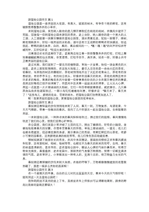 游湿地公园作文