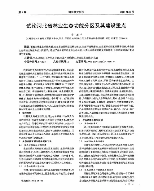 试论河北省林业生态功能分区及其建设重点