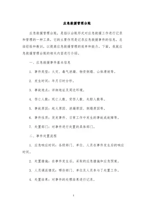 应急救援管理台账