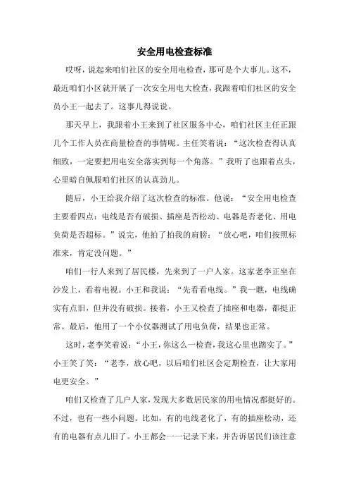 安全用电检查标准