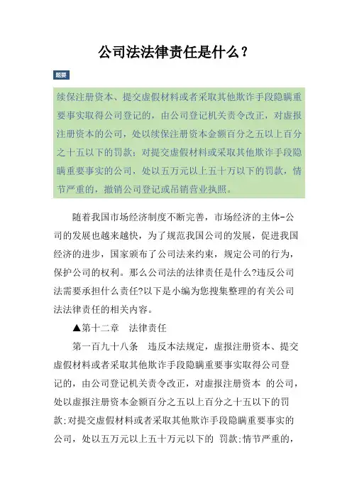 公司法法律责任是什么？