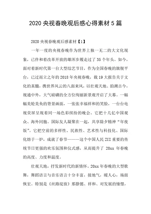 2020央视春晚观后感心得素材5篇