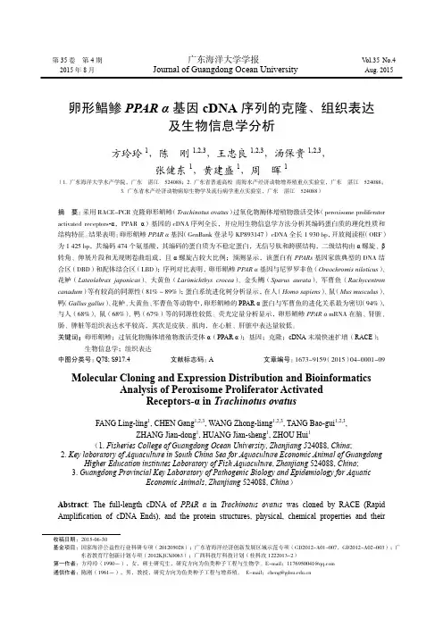卵形鲳鲹PPARα基因cDNA序列的克隆、组织表达及生物信息学分析