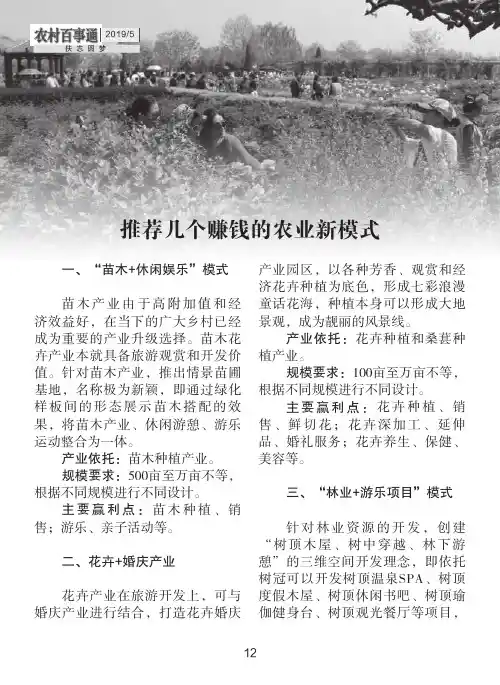 推荐几个赚钱的农业新模式