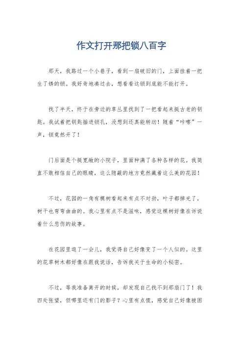 作文打开那把锁八百字