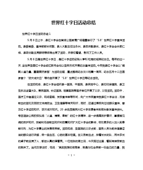 世界红十字日活动总结
