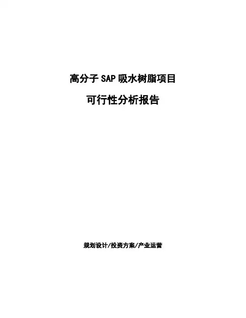 高分子SAP吸水树脂项目可行性分析报告