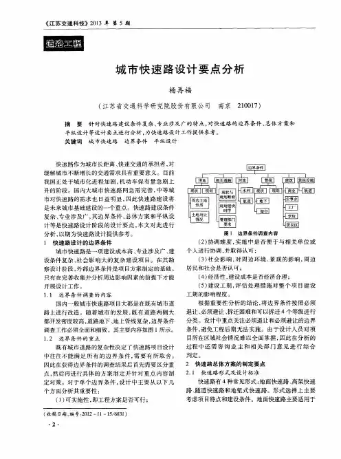 城市快速路设计要点分析