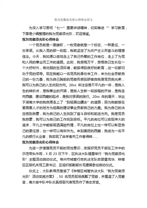 我为党徽添光彩心得体会范文_心得体会范文_