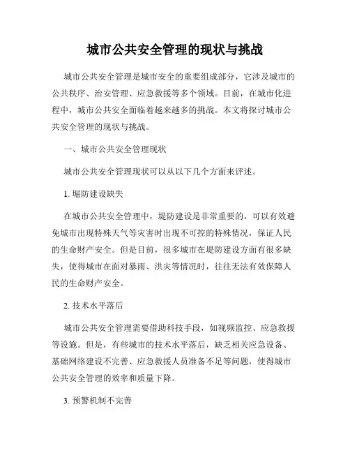 城市公共安全管理的现状与挑战