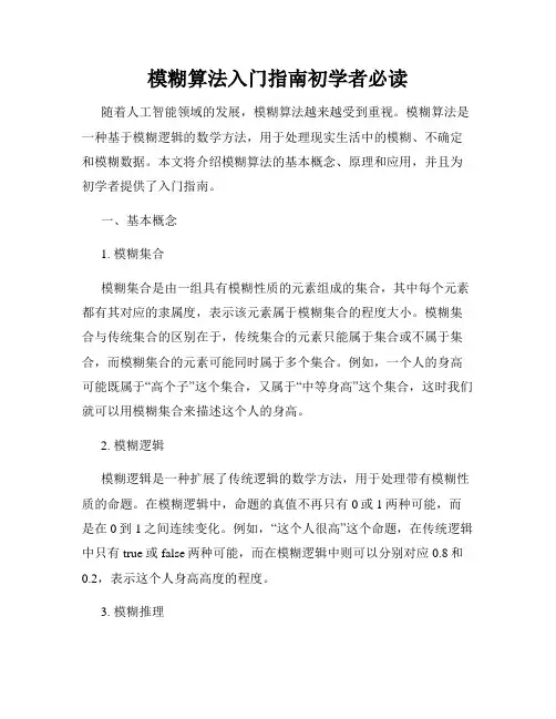 模糊算法入门指南初学者必读